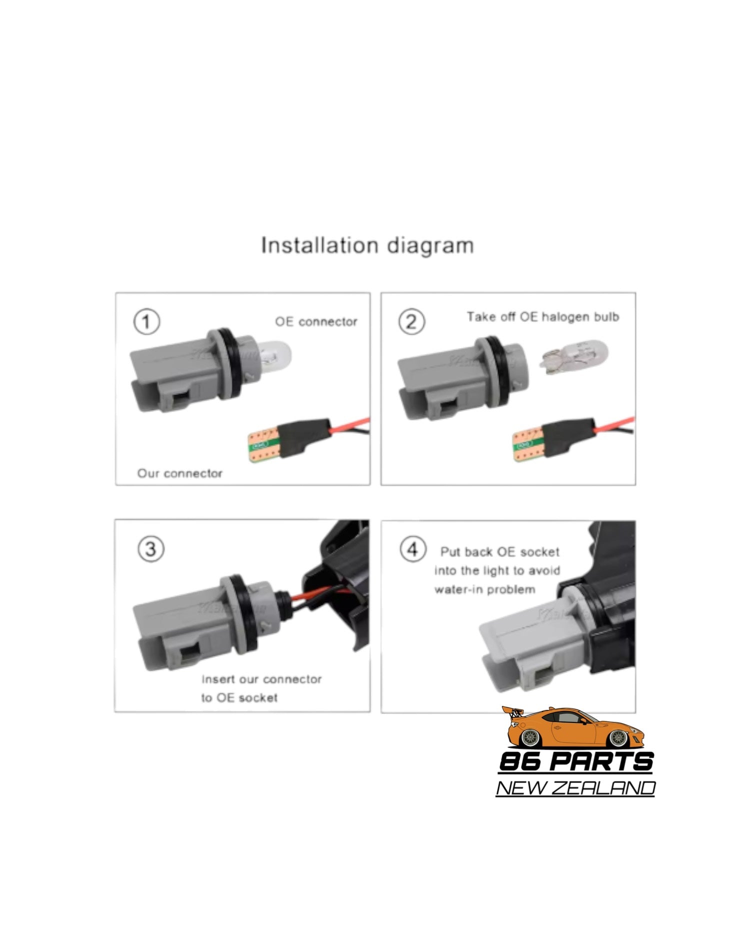 Sequential Side Marker/Indicator LED Smoked/Clear Lens For GT86/BRZ