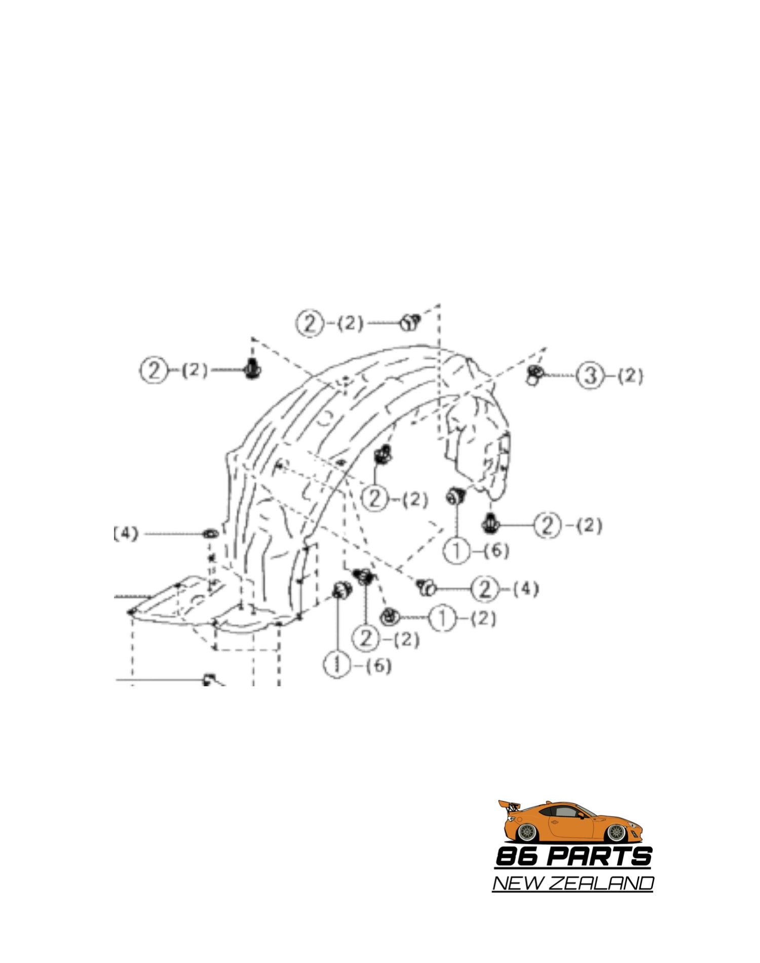 Fender Liner Clip Set For Toyota 86 / Subaru BRZ (New) (Genuine)