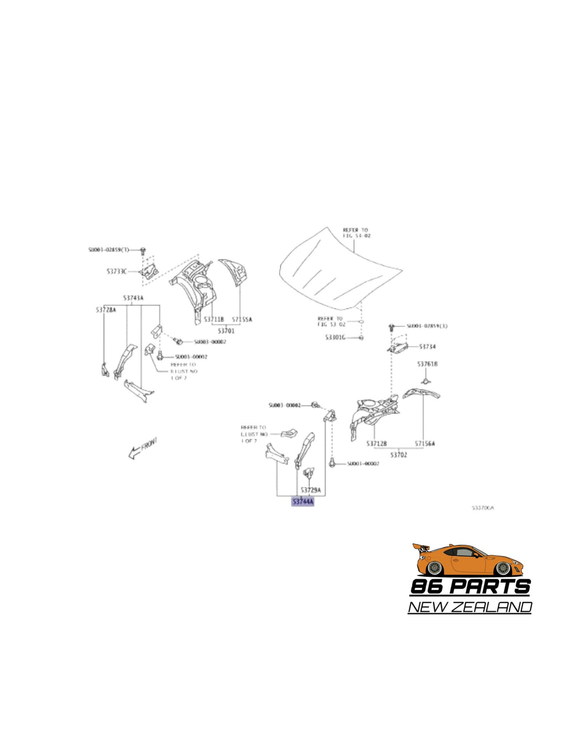 Guard Apron Reinforcement Bracket For 86 / BRZ (12-21) (New) (Genuine)
