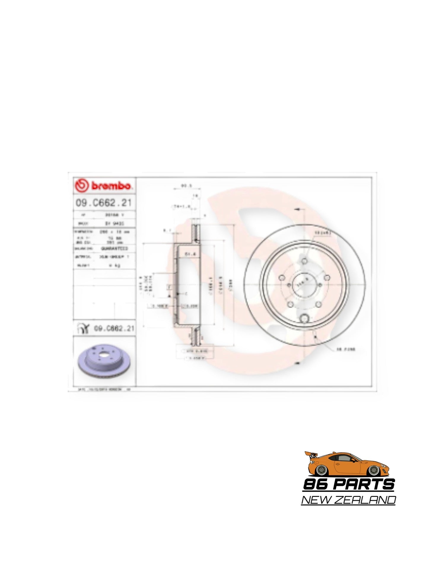 Brembo 290mm Rear Brake Rotor Set For GT86/BRZ [Aftermarket]